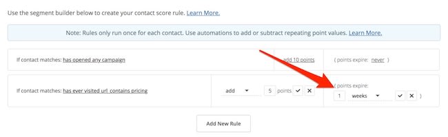 activecampaign lead scoring - Image showing procedure to set time in ActiveCampaign.